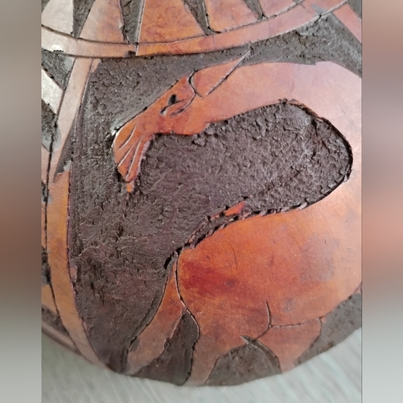 Vintage Maasai Hand Carved Gourd Giraffe Home Decor Kenya - Picture 8 of 13